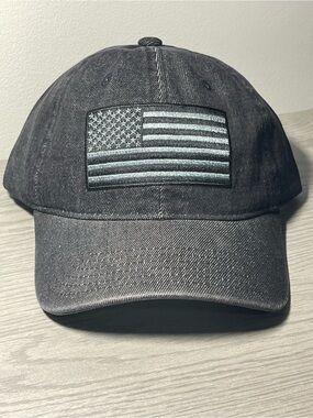 Adjustable Black American Flag Baseball Hat • One Size • Unbranded